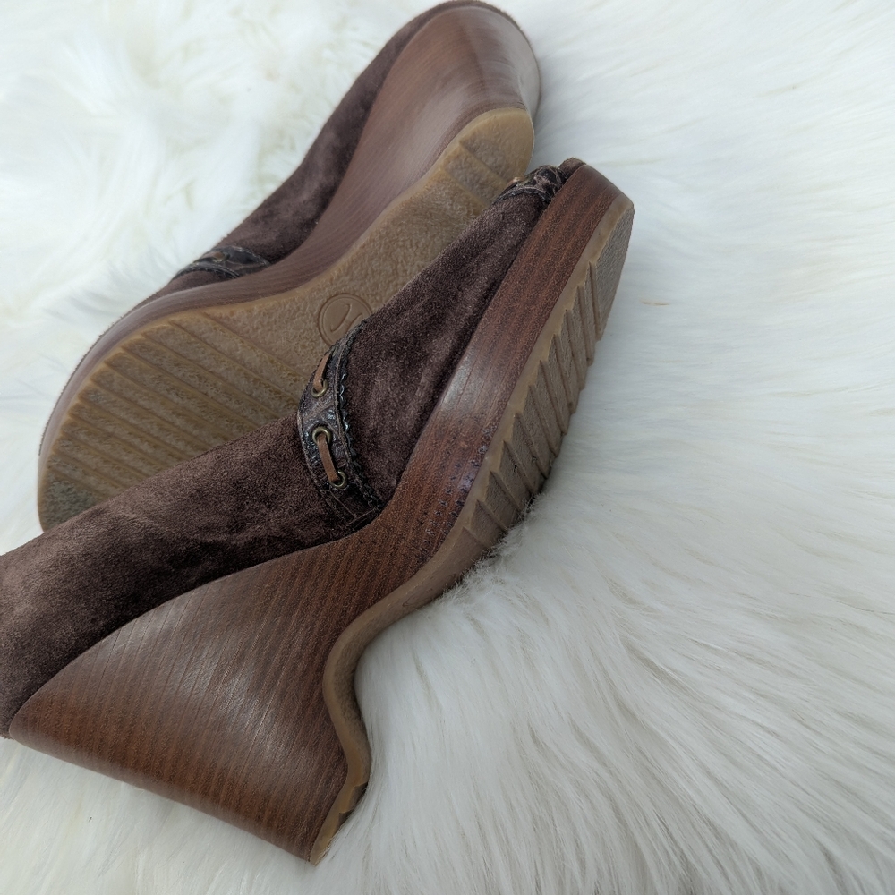 Cole Haan Jaynie Wedge Heel Dark Brown Suede With Lace Accents - Picture 6 of 6